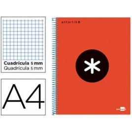 Caderno A4 Espiral 120Fls 100gr Xadrez 5 Bandas Capa Dura Vermelho