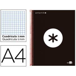 Caderno A4 Espiral 120Fls 100gr Xadrez 5 Bandas Capa Dura Preto