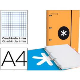 Pasta A4 com Elástico 4 Anéis 25mm com Recarga Xadrez Laranja