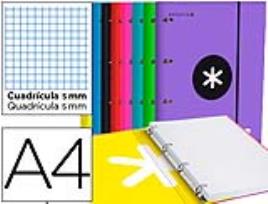 Pasta c/ Recarga e Aba Antartik A4 Quadricula 5mm Forrada 4 Aneis Redondois 40mm Cores Sortidas