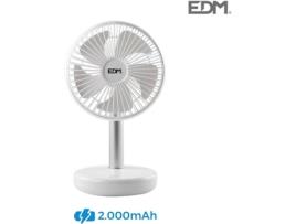 Ventoinha de Mesa EDM Recarregável  Branco 5W 17 Cm