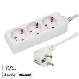 Tomada Elétrica C/ 3 Saídas 1.5m Branco