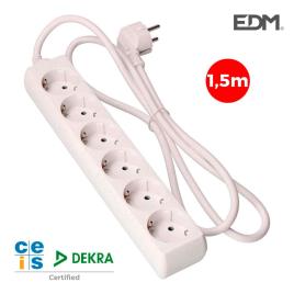 BLOCO 6 TOMADAS SCHUKO 1,5M 3x1,5MM