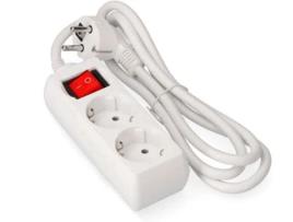 BLOCO COM 2 TOMADAS SCHUKO COM INTERRUPTOR 3MTS. 3x1,5mm 