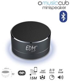 Mini Coluna Bluetooth Portátil 3W 85DB com Iluminação (Preto) - EDM