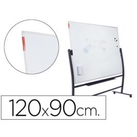 Quadro Branco Magnético 120x90cm Dupla Face Giratório Lacado Suporte com Rodas