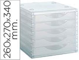 Bloco Classificador Archivo 2000 de Secretaria 260X270X340 mm Empilhavels 5 Gavetas Transparente Tra