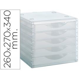 Bloco Classificador 5 Gavetas Cristal Translucido 260x270x340mm