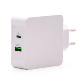 Carregador De USB TooQ 1XUSB-C PD + 1 X USB A QC3.0 Branco