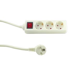 Socket Line 3 Fold 1.4 M With Switch One Size White