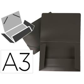 Pastas de elásticos A3 com lombada flexível e abas Cores: Preto