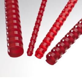 Lombadas para encadernação plásticas (medidas menores) Cor: Vermelho Diâmetro / capacidade de folhas: 8 mm / 40 fls