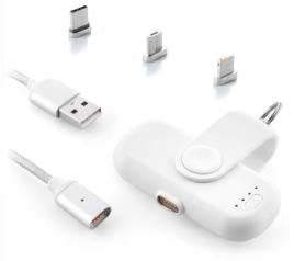 Power Bank Magnético de Bolso 1000mAh USB-C/Lightning iPhone/MicroUSB (Branco) - INNOVAGOODS