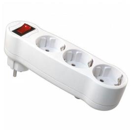 Extensão com 3 Tomadas Schuko com Interruptor  MEL-050 16A 3500W 250V Branco