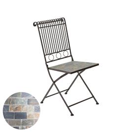 CADEIRA MOSAICO MODELO STTUTGART PARA EXTERIOR EM FERRO E MOSAICO DE PEDRA COR CASTANHO 39X39X90CM