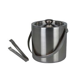 BALDE PARA GELO EM AÇO INOX COM PINÇAS 15,5X15CM