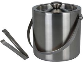 BALDE PARA GELO EM AÇO INOX COM PINÇAS 15,5X15CM