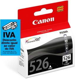 Canon Tinteiro Original CLI-526 BK com Tinta ChromaLife 100+, Preto, Individual, 4540B001