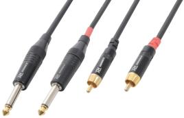 Cabo 2x Jack 6,3mm Macho Mono + 2 RCA Macho (5 mts) - POWER DYNAMICS CONNEX