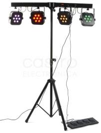 Barra LEDs Portátil c/ 4 Projectores Quad LED 7x 10W RGBW DMX - 