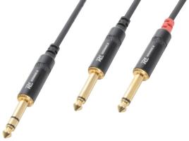 Cabo Jack 6,3mm Macho Stéreo - 2x Jack 6,3mm Macho Mono (1,5 mts) - Power Dynamics CONNEX
