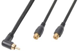 Cabo Adaptador 1 RCA Macho 90º - 2 RCA Femea (30 cm) - X