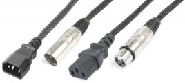 Cabo (2 em 1) Canon Macho - Canon Femea c/ Alimentação Tripolar IEC (10 mts) - Power Dynamics Connex