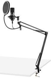 Microfone Condensador USB de Estúdio c/ Suporte Dobrável (CMS300B) Preto - 