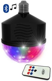 Lampada LED RGB E27 c/ Efeito de Luz Rotativo e Coluna Bluetooth 4W - PartyFunLights