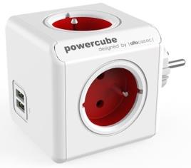 Tomada PowerCube 4x 16A 2x USB (ORIGINAL USB) Vermelho