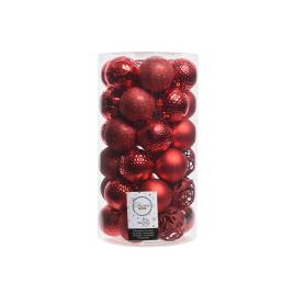 KIT DE 37 BOLAS VERMELHAS DECORATIVAS PARA ÁRVORE DE NATAL