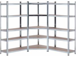 Conjunto 2 Estantes GH91 GARDEN HOUSE GARAGE 91 02075 (Prateado e Castanho - Aço Galvanizado e MDF - 90x40x180 cm)