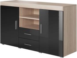 Aparador  Roque 2 (Castanho e Preto - 140x40x80 cm)