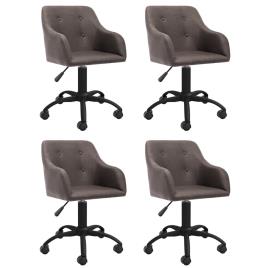 Cadeiras de jantar giratórias 4 pcs tecido cinzento-acastanhado