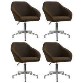 Cadeiras de jantar giratórias 4 pcs tecido castanho-escuro