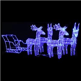 Decoração de Natal renas/trenó 280x28x55 cm acrílico