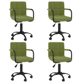 Cadeiras de jantar giratórias 4 pcs veludo verde-claro