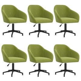 Cadeiras de jantar giratórias 6 pcs veludo verde-claro