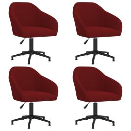Cadeiras de jantar giratórias 4 pcs veludo vermelho tinto