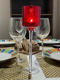 Castiçal de Natal em Vidro Vermelho
