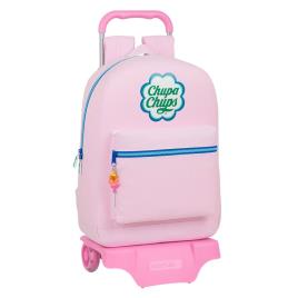 Mochila Escolar com Rodas 905 Chupa Chups Cor de Rosa