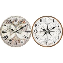 Relógio de Parede DKD Home Decor Branco Madeira MDF Mapa do Mundo (34 x 4 x 34 cm) (2 pcs)