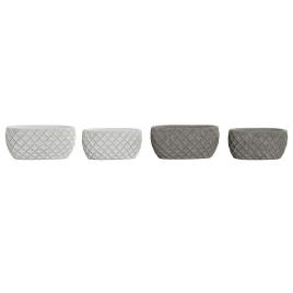 Conjunto de Vasos DKD Home Decor Cinzento Cimento Branco (21 x 12 x 10 cm) (2 pcs) (24 x 14 x 11 cm)
