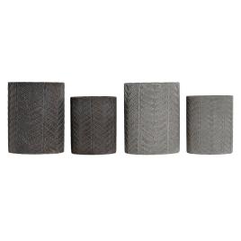 Conjunto de Vasos DKD Home Decor Cinzento Cimento Cinzento escuro (2 pcs) (17 x 17 x 21 cm) (14 x 14 x 17 cm)