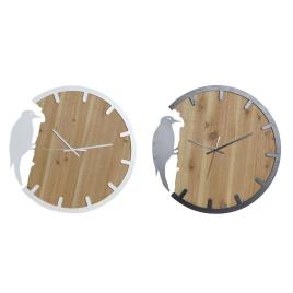 Relógio de Parede DKD Home Decor Preto Branco Ferro Vogel Madeira MDF (50 x 3.5 x 50 cm) (2 pcs)