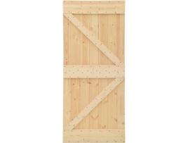Porta de Correr com Ferragens VIDAXL (Castanho - Madeira - 80x210 cm)