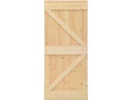 Porta de Correr com Ferragens  Castanho (Madeira - 90x210 cm)
