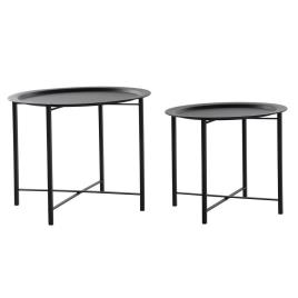 Conjunto de 2 mesas DKD Home Decor Preto Metal (62 x 62 x 49 cm) (2 pcs)