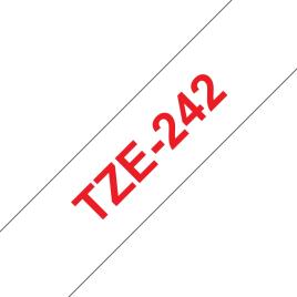 Compatible Brother TZe242 cinta laminada de etiquetas - Texto rojo sobre fondo blanco - Ancho 18mm x 8 metros