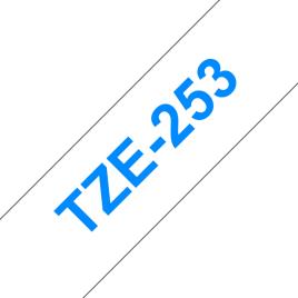 Compatible Brother TZe253 cinta laminada de etiquetas - Texto azul sobre fondo blanco - Ancho 24mm x 8 metros